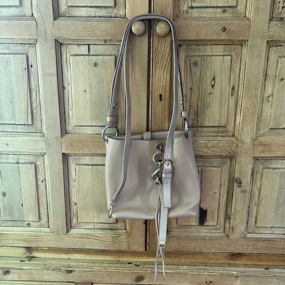 Rebecca Minkoff Small Megan Leather Crossbody Feed‎ Bag Purse Blush Pink Cream - Picture 11 of 16